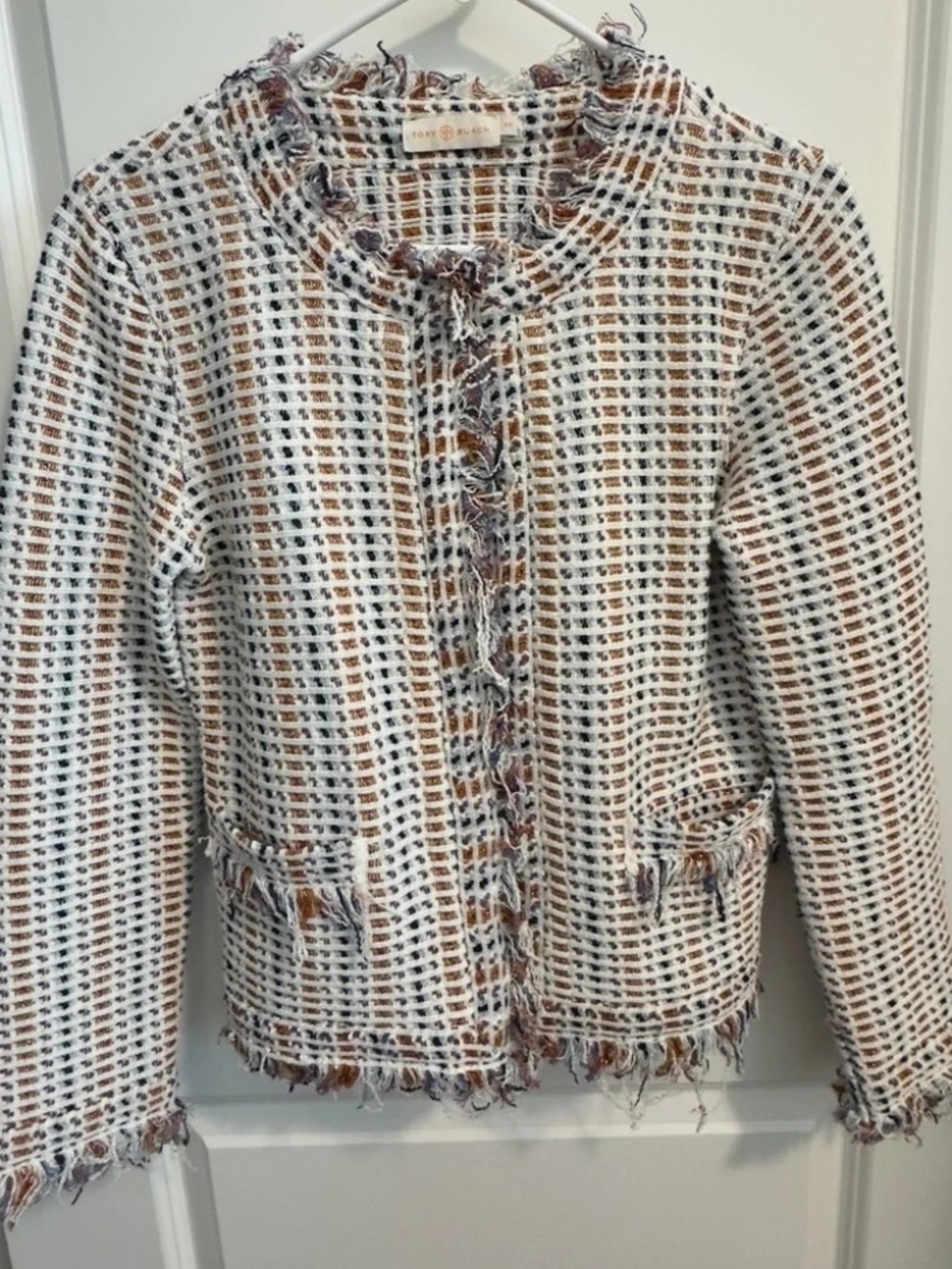 Tory Burch Linen/Cotton/Viscose Jacket. Size Small. Multicolored.